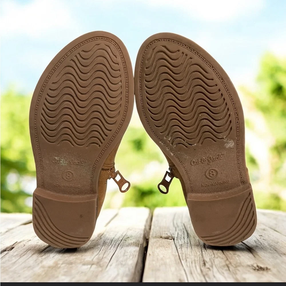 Cat and Jack Girls Brown Ankle Boots with Zipper - Picture 5 of 10